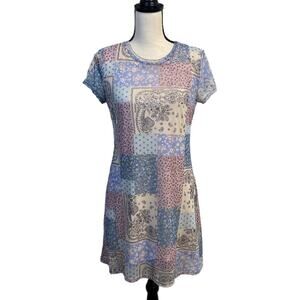 Altar’d State Pastel Patchwork Mesh Sheath Dress Size Large